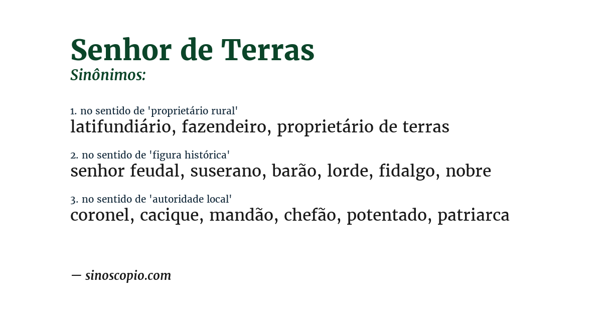 Sinônimo de senhor de terras
