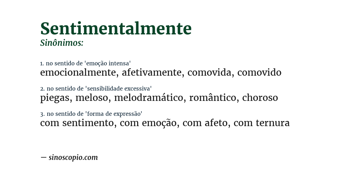 Sinônimo de sentimentalmente