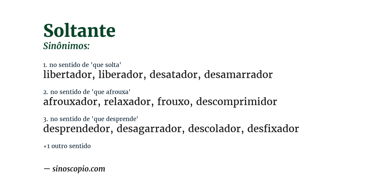 Sinônimo de soltante