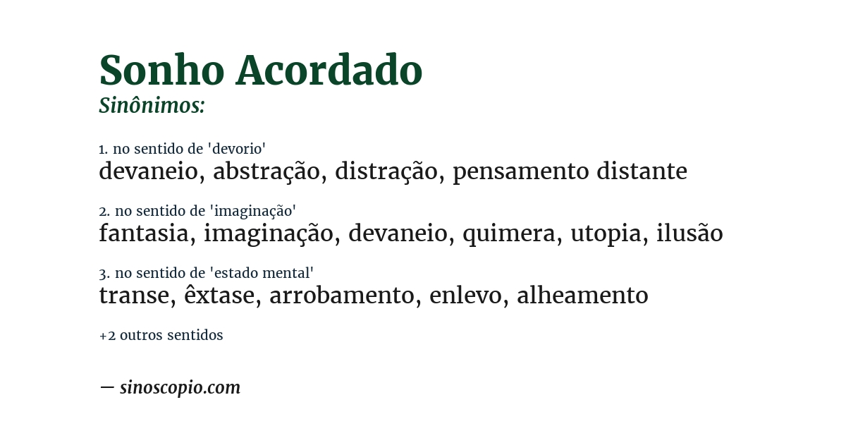 Sinônimo de sonho acordado