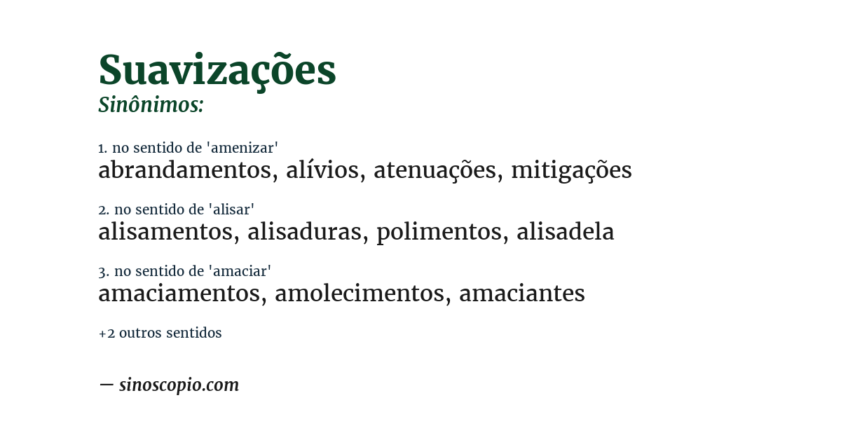 Sinônimo de suavizações
