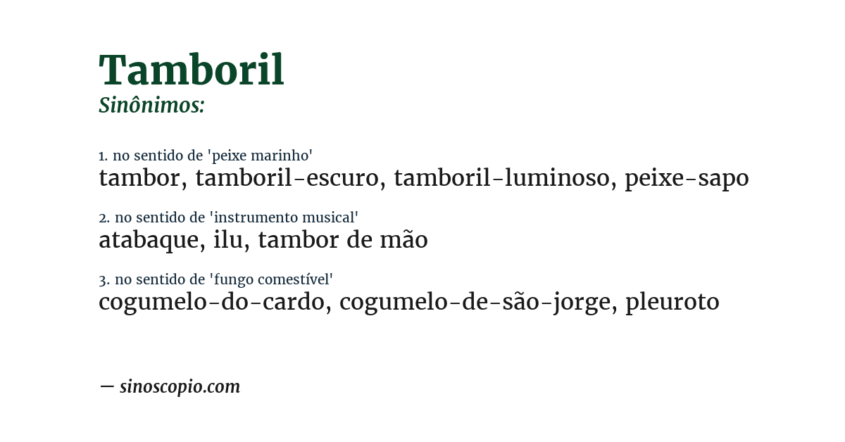 Sinônimo de tamboril