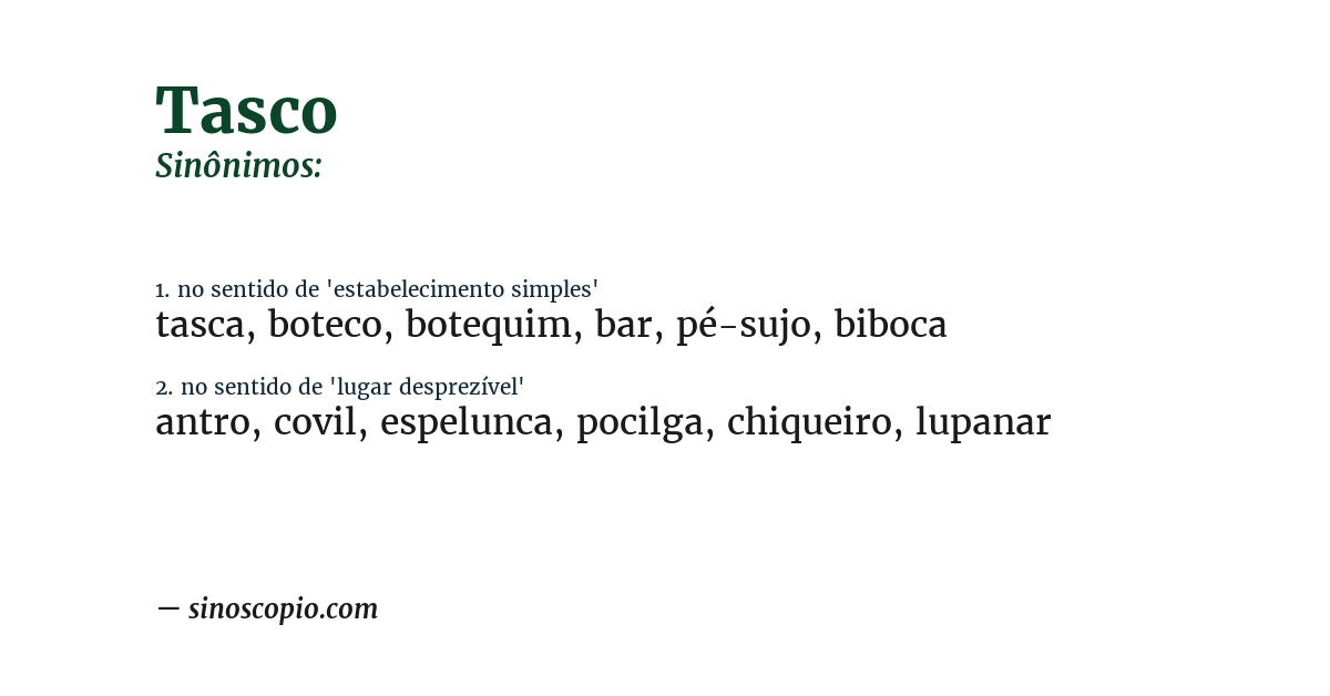 Sinônimo de tasco