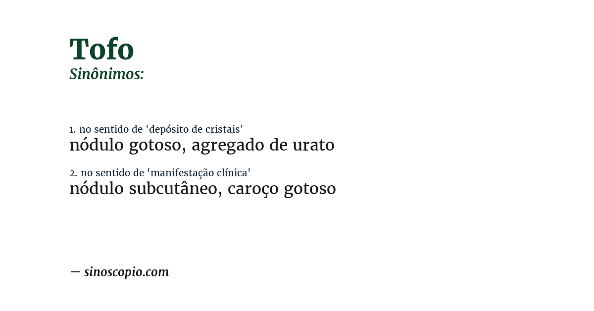 Sinônimo de tofo
