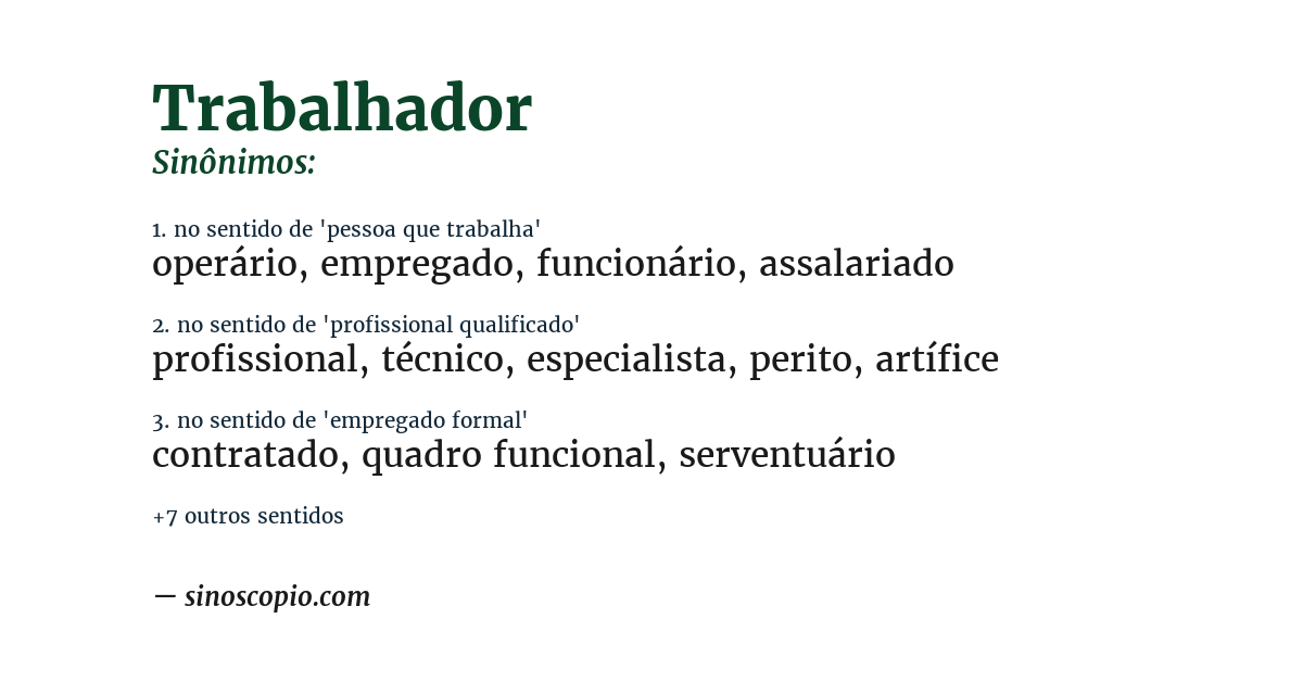 Sinônimo de trabalhador