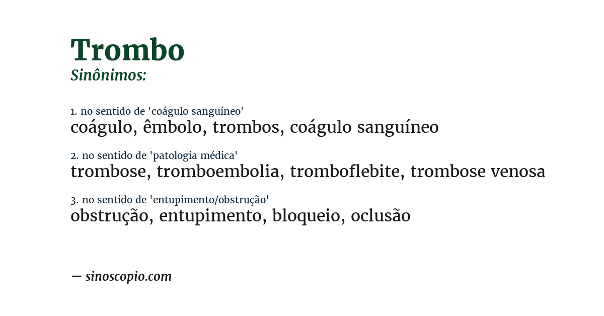 Sinônimo de trombo