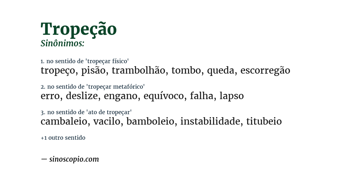 Sinônimo de tropeção