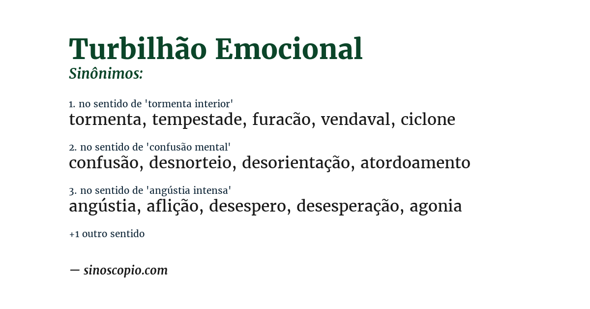 Sinônimo de turbilhão emocional