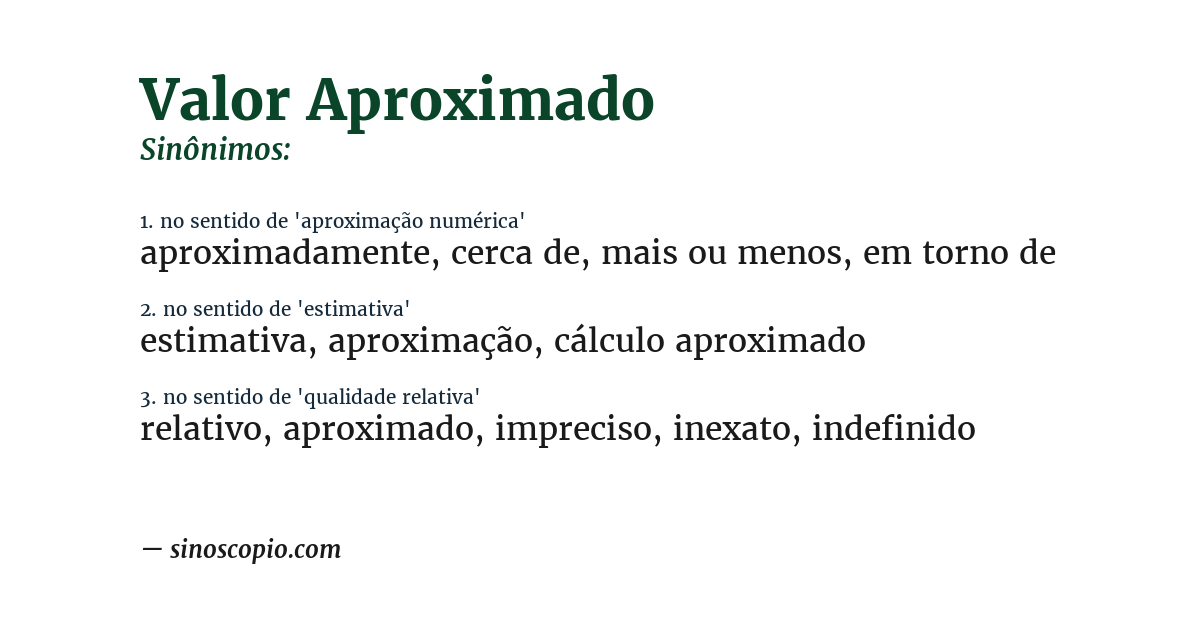 Sinônimo de valor aproximado