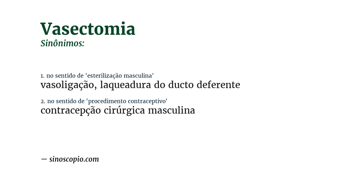 Sinônimo de vasectomia