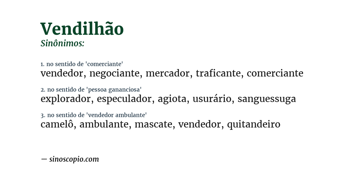 Sinônimo de vendilhão