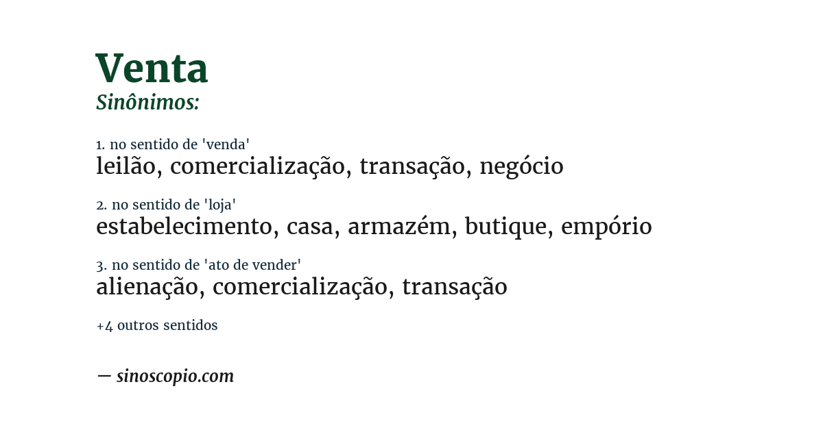 Sinônimo de venta