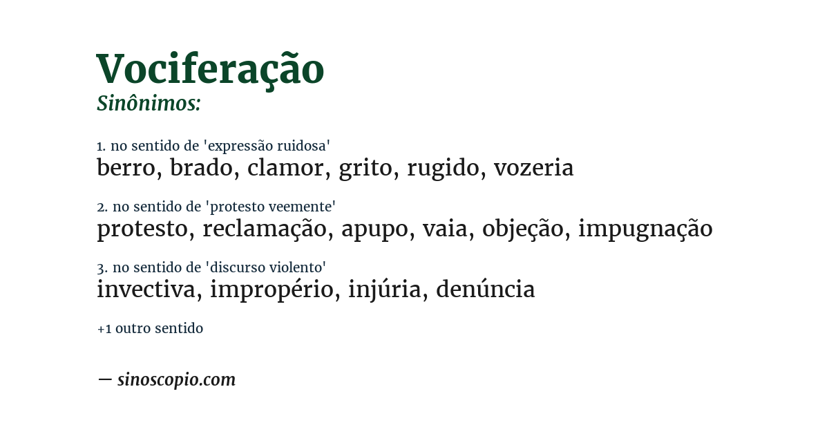 Sinônimo de vociferação