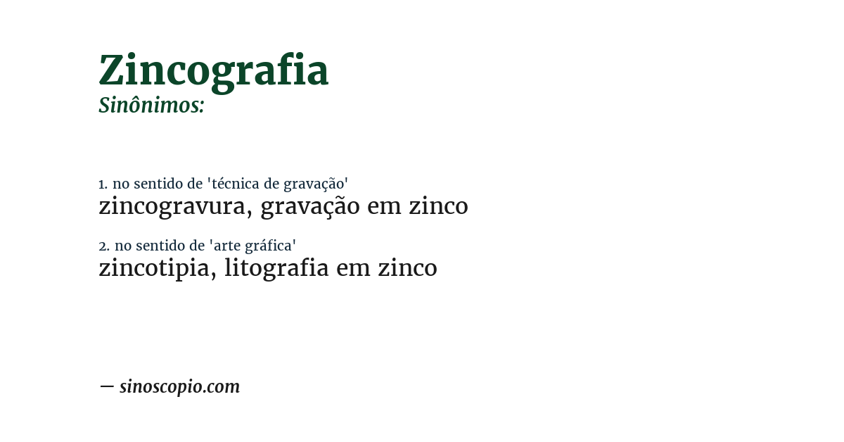 Sinônimo de zincografia