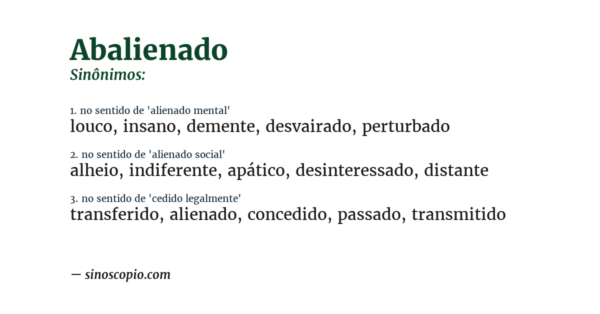 Sinônimo de abalienado