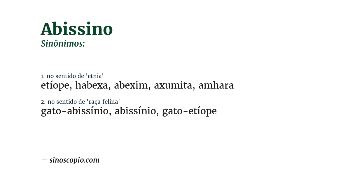 Sinônimo de abissino