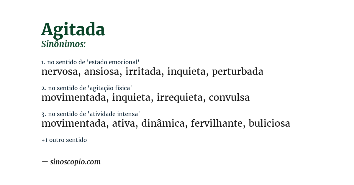 Sinônimo de agitada