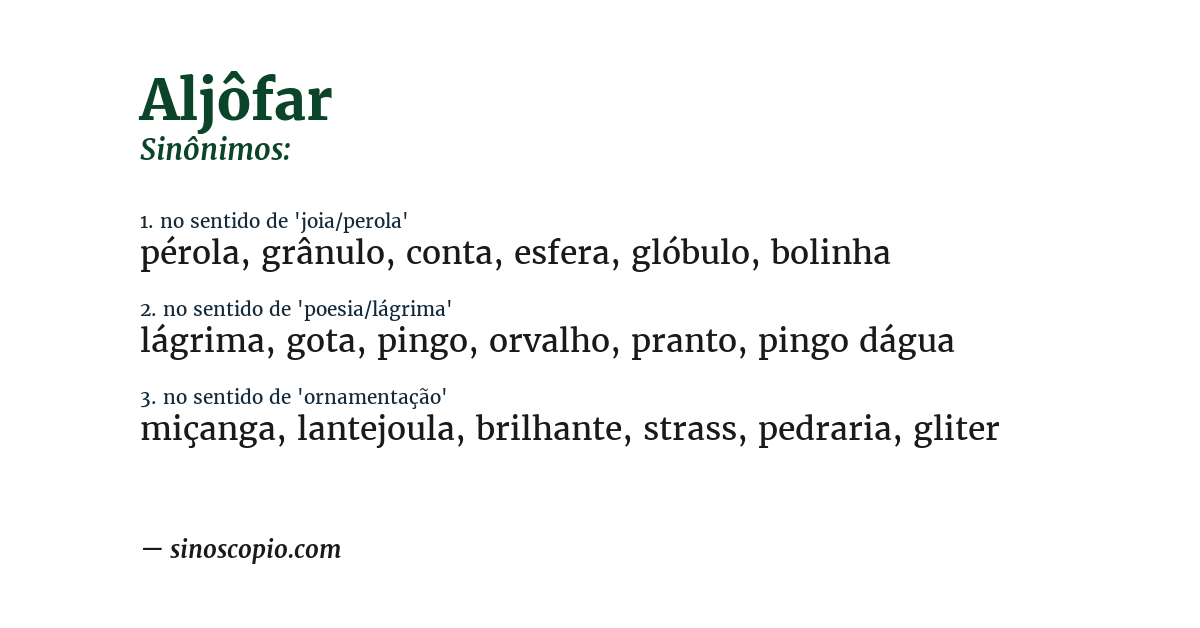 Sinônimo de aljôfar