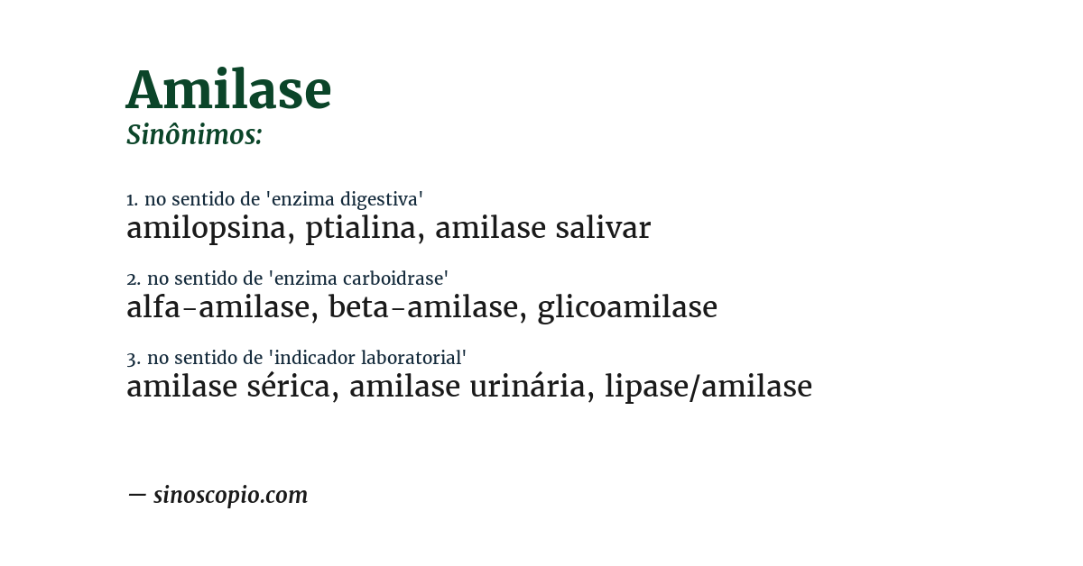 Sinônimo de amilase