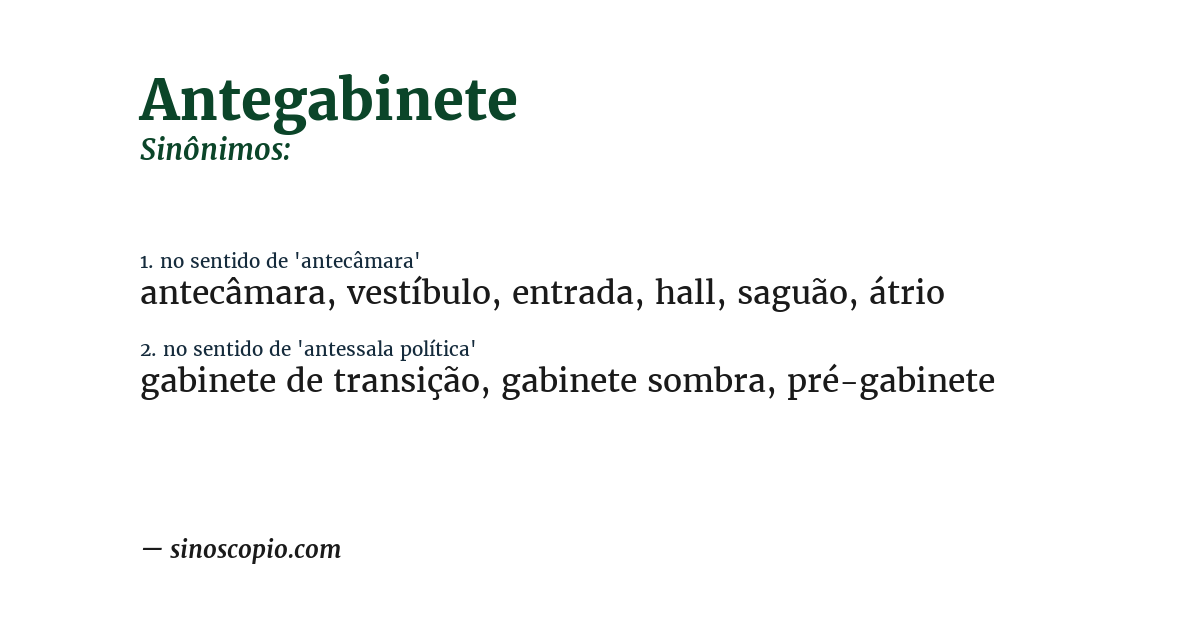 Sinônimo de antegabinete
