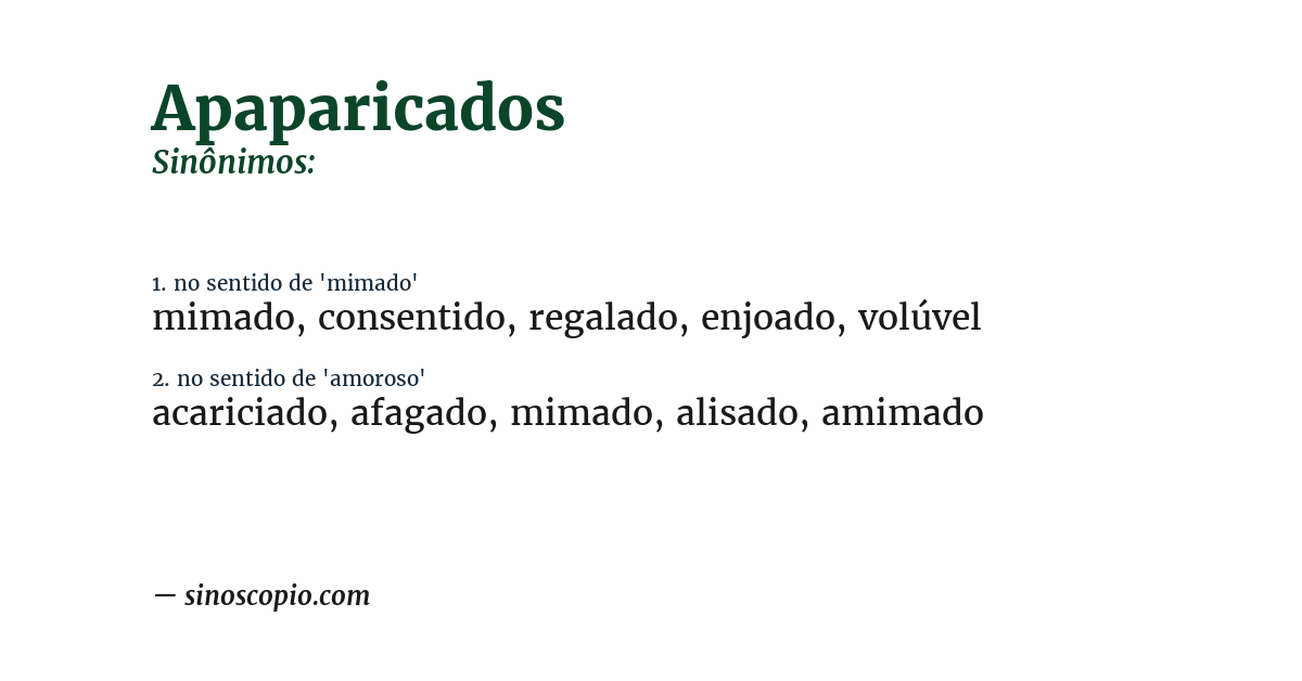 Sinônimo de apaparicados