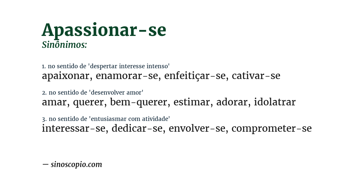 Sinônimo de apassionar-se