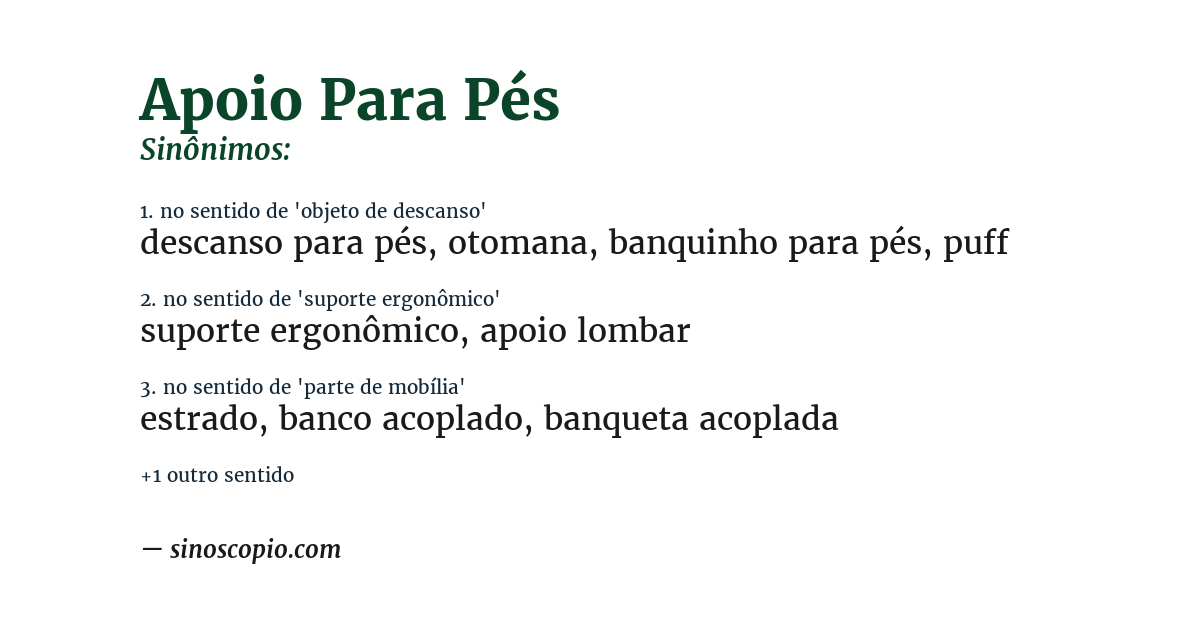 Sinônimo de apoio para pés