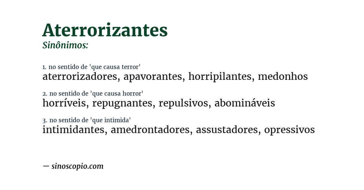 Sinônimo de aterrorizantes