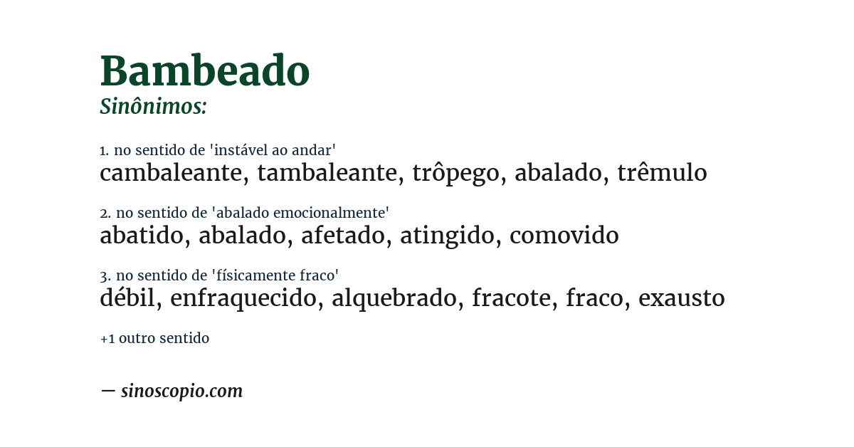 Sinônimo de bambeado