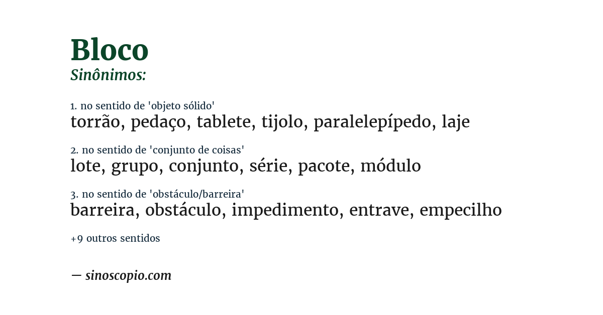 Sinônimo de bloco