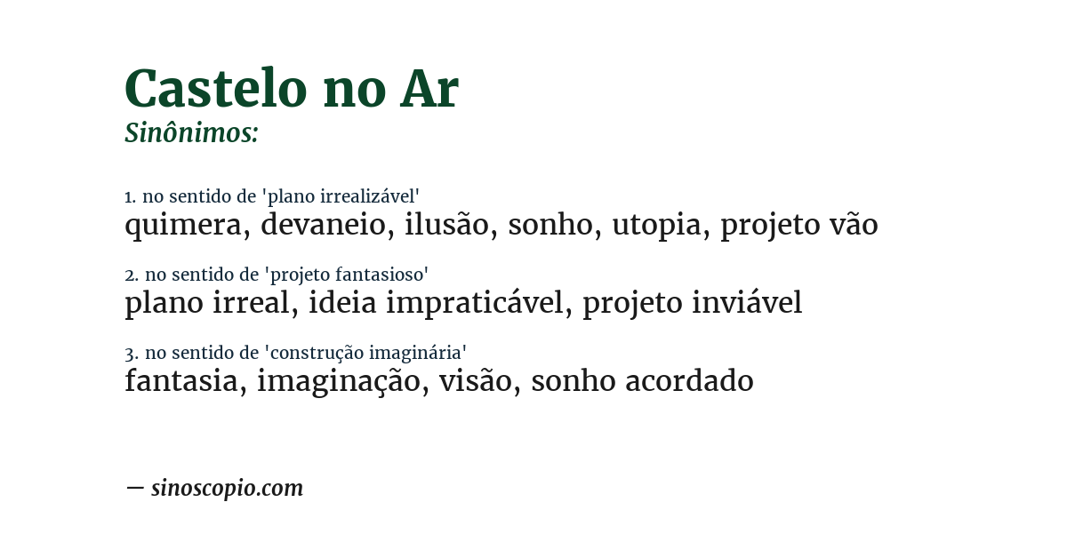 Sinônimo de castelo no ar