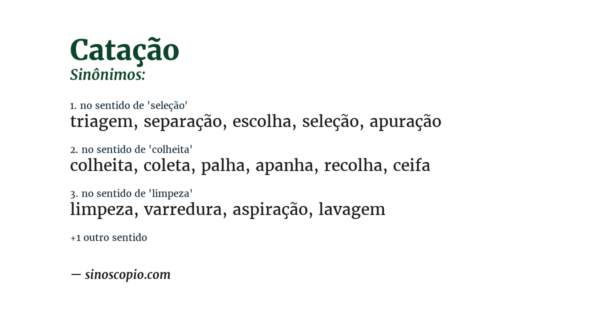 Sinônimo de catação