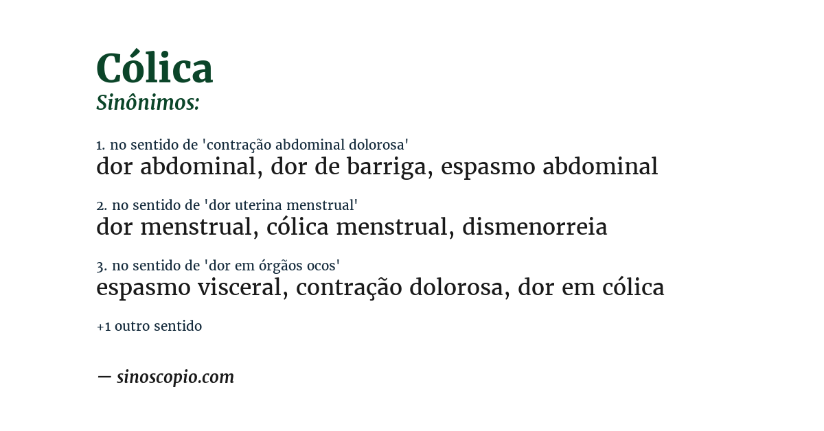 Sinônimo de cólica