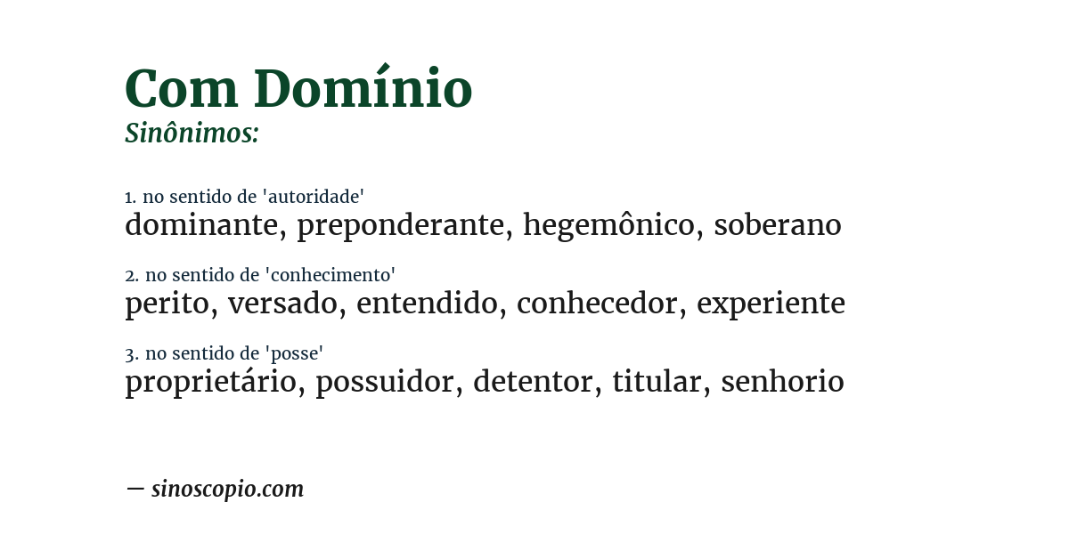 Sinônimo de com domínio