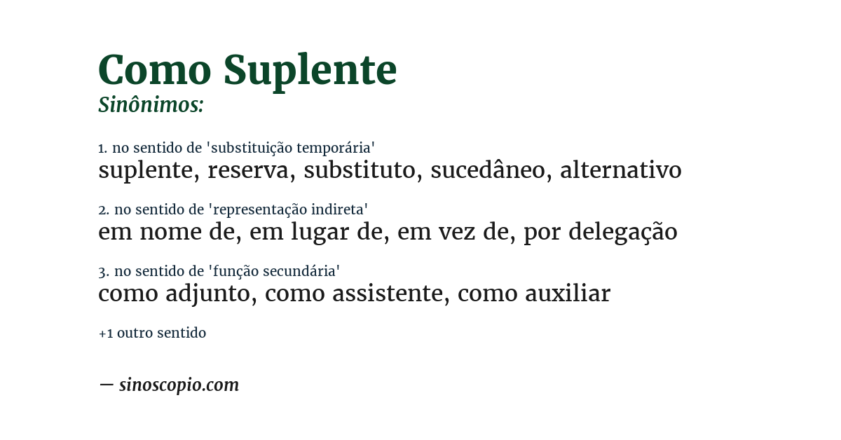Sinônimo de como suplente