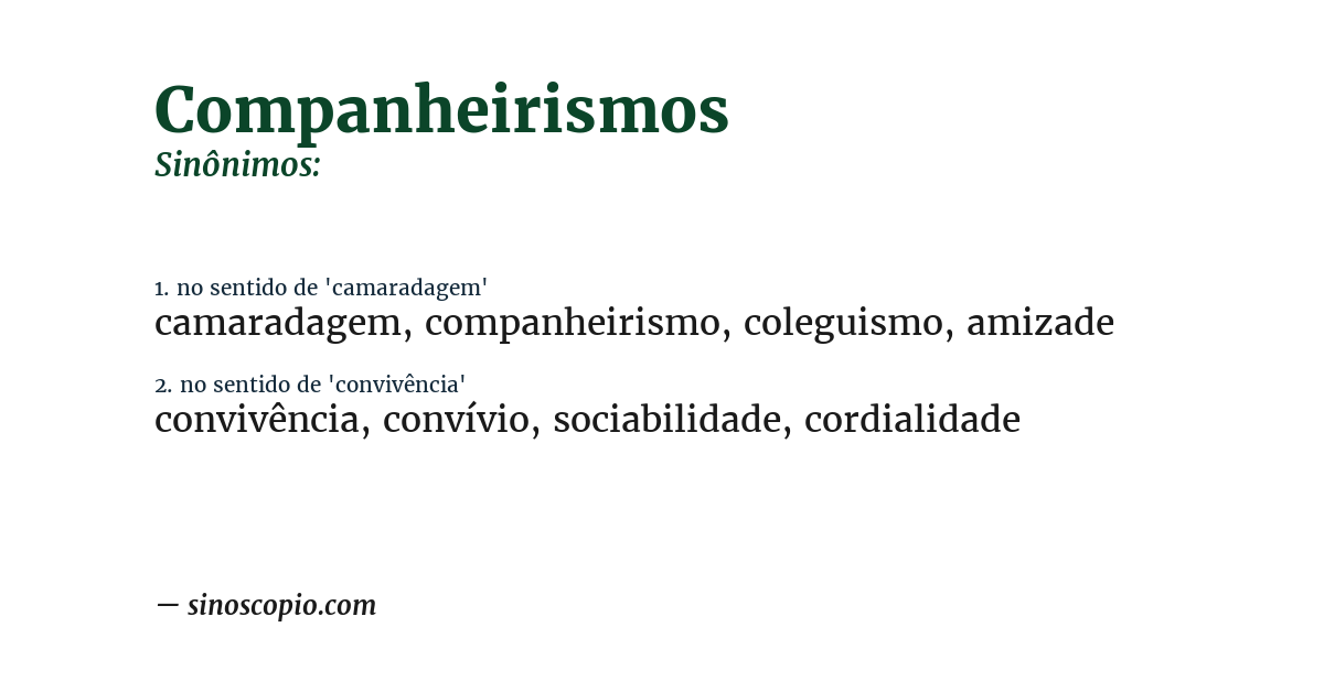 Sinônimo de companheirismos