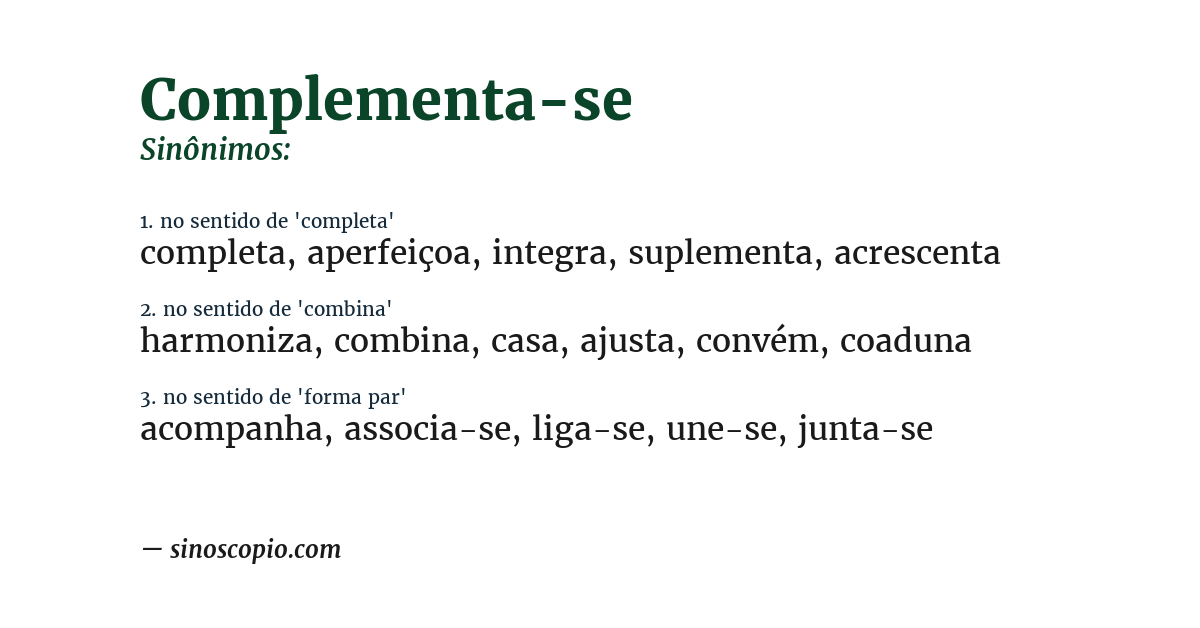 Sinônimo de complementa-se