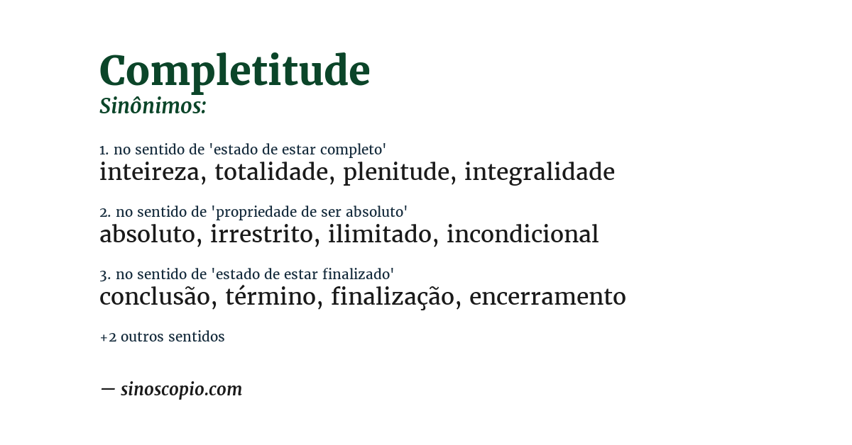 Sinônimo de completitude