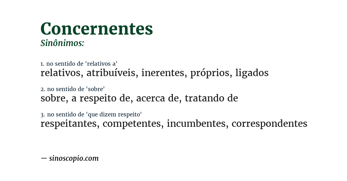 Sinônimo de concernentes