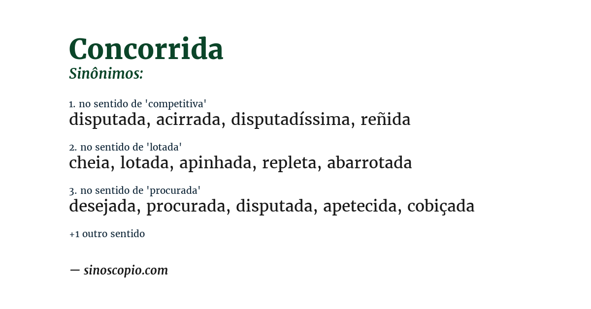 Sinônimo de concorrida
