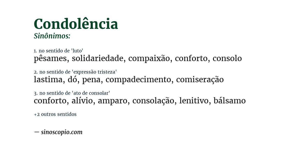 Sinônimo de condolência