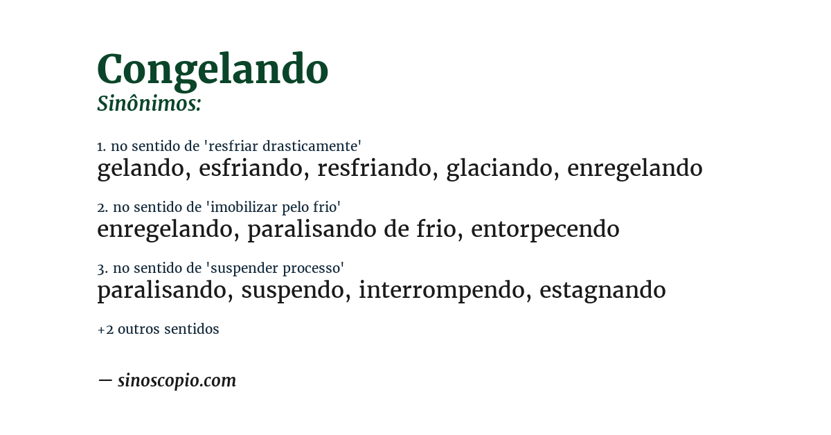Sinônimo de congelando