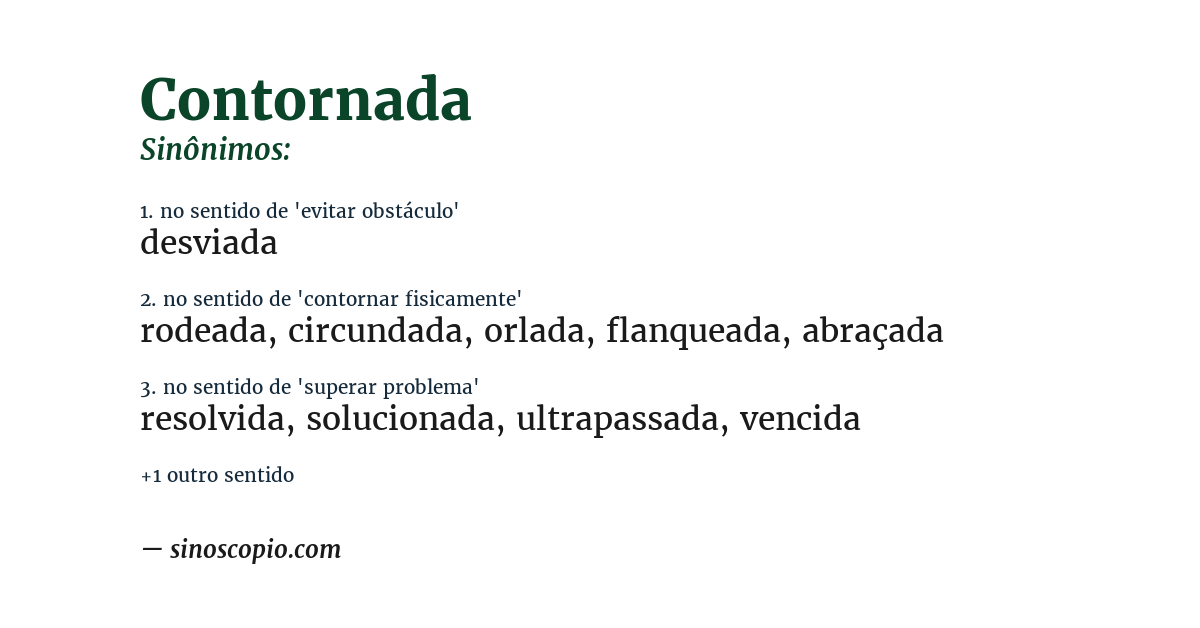 Sinônimo de contornada