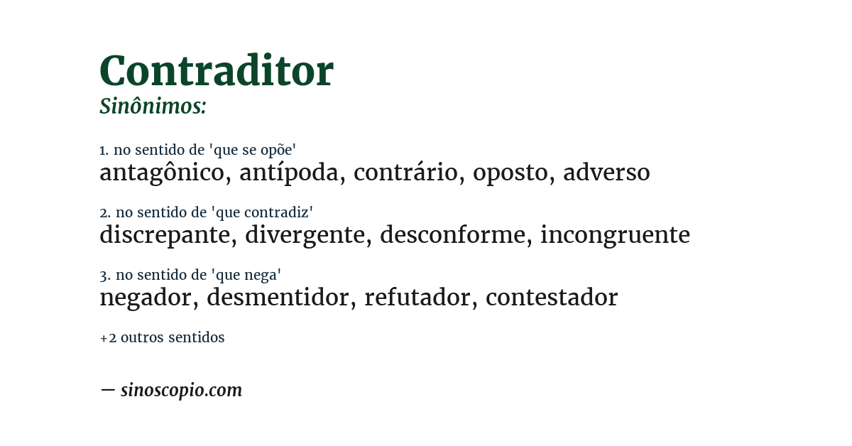 Sinônimo de contraditor