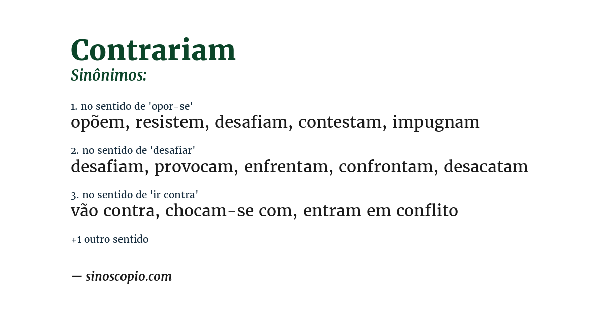Sinônimo de contrariam