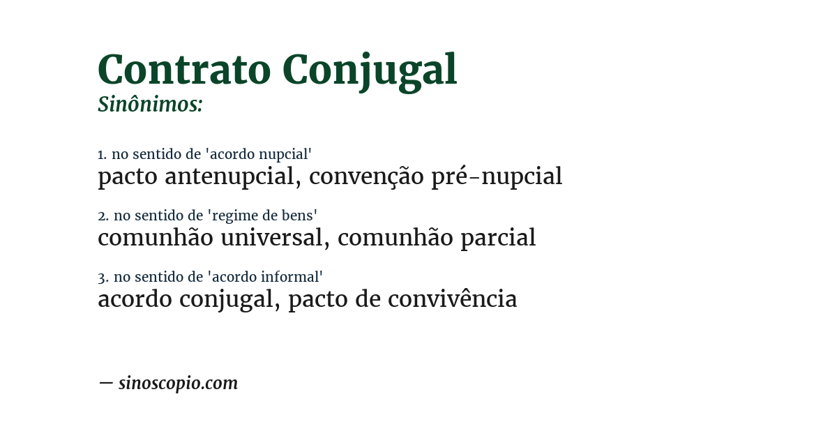Sinônimo de contrato conjugal