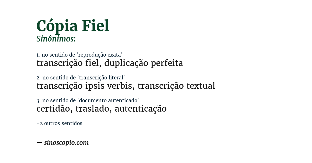 Sinônimo de cópia fiel