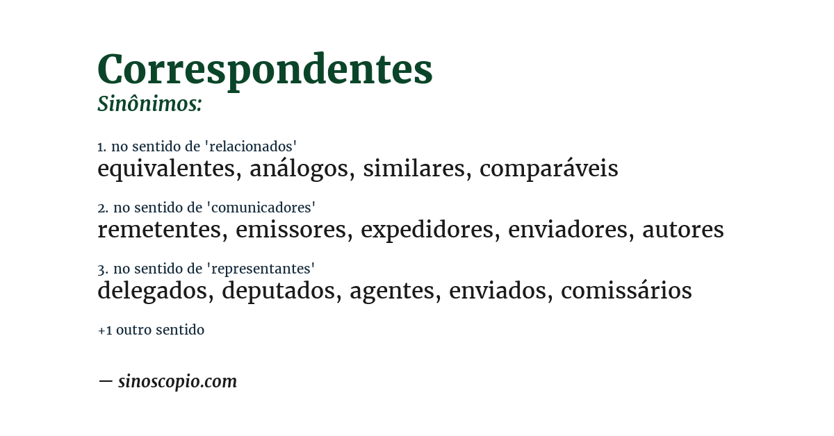Sinônimo de correspondentes