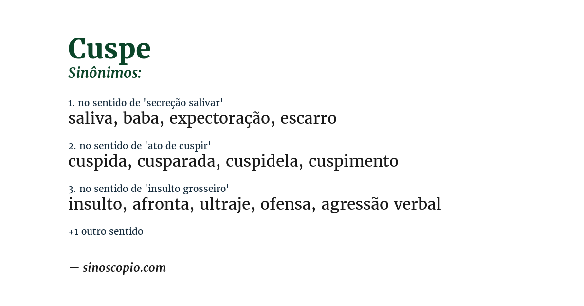 Sinônimo de cuspe