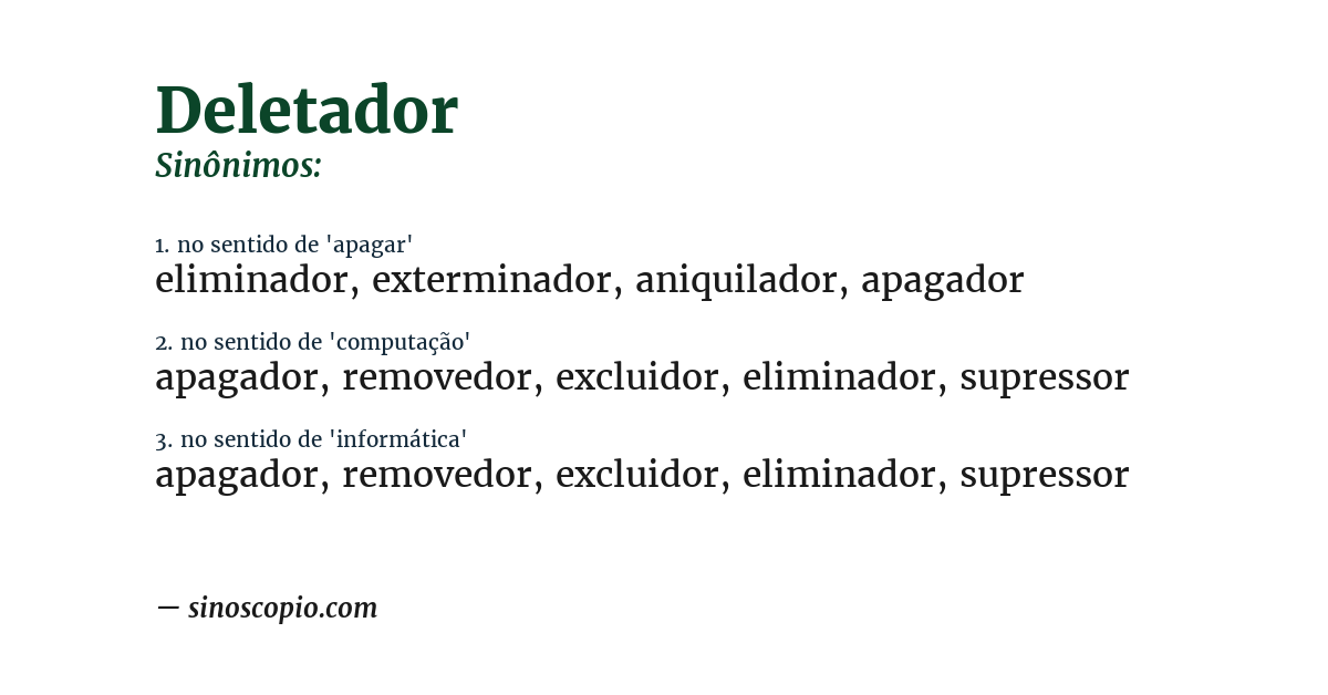Sinônimo de deletador